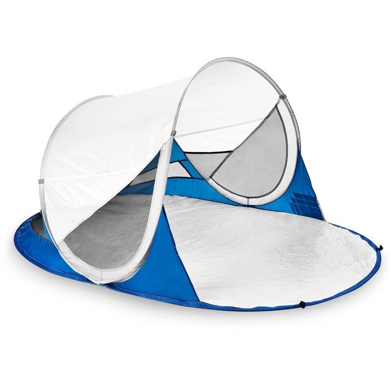 Spokey Stratus samorozkládací plážový paravan bielo-modrý 