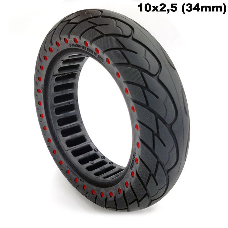 Plná bezdušové pneumatiky 10 x 2,5 (34mm) červená bodka